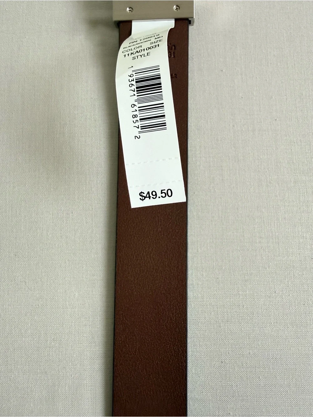 Calvin Klein Men’s Black Belt with Silver Buckle,Size M